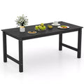 Costway HDPE Outdoor Dining Table for 6 Person 67 Patio Table w/ Wood-Like Tabletop