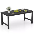 Costway HDPE Outdoor Dining Table for 6 Person 67 Patio Table w/ Wood-Like Tabletop