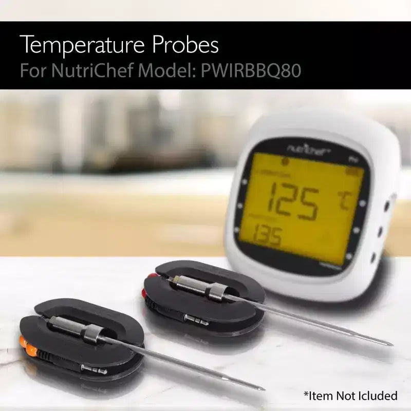 NutriChef PRTPWIRBBQ80PG Replacement BBQ Temperature Probes for Wireless Bluetooth Thermometer (2 Probes)