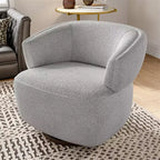 Swivel Barrel Chair with Solid Wood Frame, Round Upholstered Accent Armchair for Small Spaces