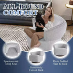 Swivel Barrel Chair with Solid Wood Frame, Round Upholstered Accent Armchair for Small Spaces