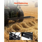 VEVOR 60 in Tow Behind Landscape Rake, 3 Point Hitch Lawn Dethatcher Rake, 26 Spring Steel Tines, for Category 1 Tractors, Rust-Resistant, Black
