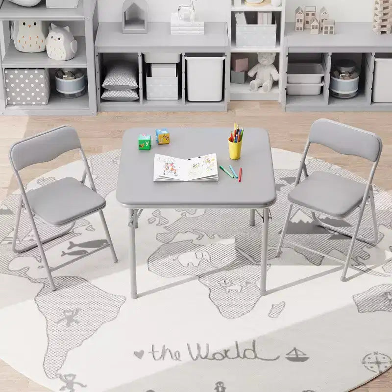 Folding Kids Table and Chair Set, Portable Activity Furniture, Metal Frame, for Classroom