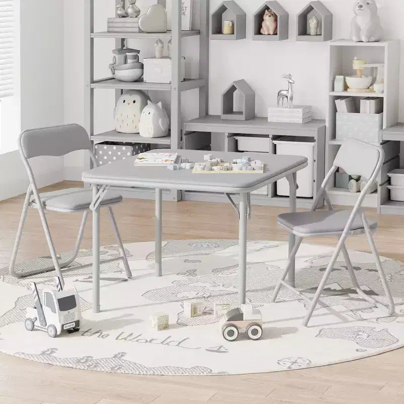Folding Kids Table and Chair Set, Portable Activity Furniture, Metal Frame, for Classroom