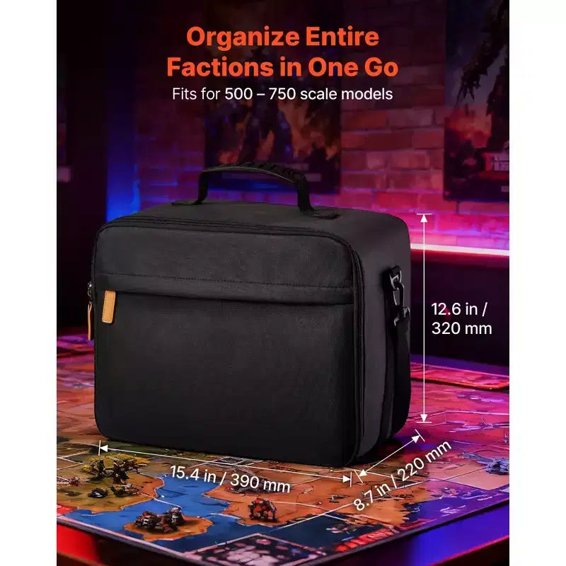 VEVOR Miniature Storage Carrying Figure Bag, Fits for 1:500-1:750 Scale Models,Miniature Transport Bag with Shoulder Strap, (Minis Not Included),Black
