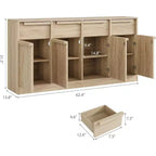 62.4 Sideboard Buffet Cabinet, Large Coffee Cabinet with 4 Doors & 4 Drawers, Modern Storage Cabinet with Adjustable Shelves,Wood Coffee Bar Station