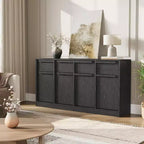 62.4 Sideboard Buffet Cabinet, Large Coffee Cabinet with 4 Doors & 4 Drawers, Modern Storage Cabinet with Adjustable Shelves,Wood Coffee Bar Station