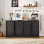 62.4 Sideboard Buffet Cabinet, Large Coffee Cabinet with 4 Doors & 4 Drawers, Modern Storage Cabinet with Adjustable Shelves,Wood Coffee Bar Station