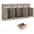 62.4 Sideboard Buffet Cabinet, Large Coffee Cabinet with 4 Doors & 4 Drawers, Modern Storage Cabinet with Adjustable Shelves,Wood Coffee Bar Station