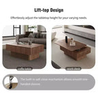 JVNOXK 38.6'' Fluted Lift-Top Coffee Table with Storage, Solid Wood Veneer Adjustable Height Modern Accent Table for Living Room, Bedroom, Walnut