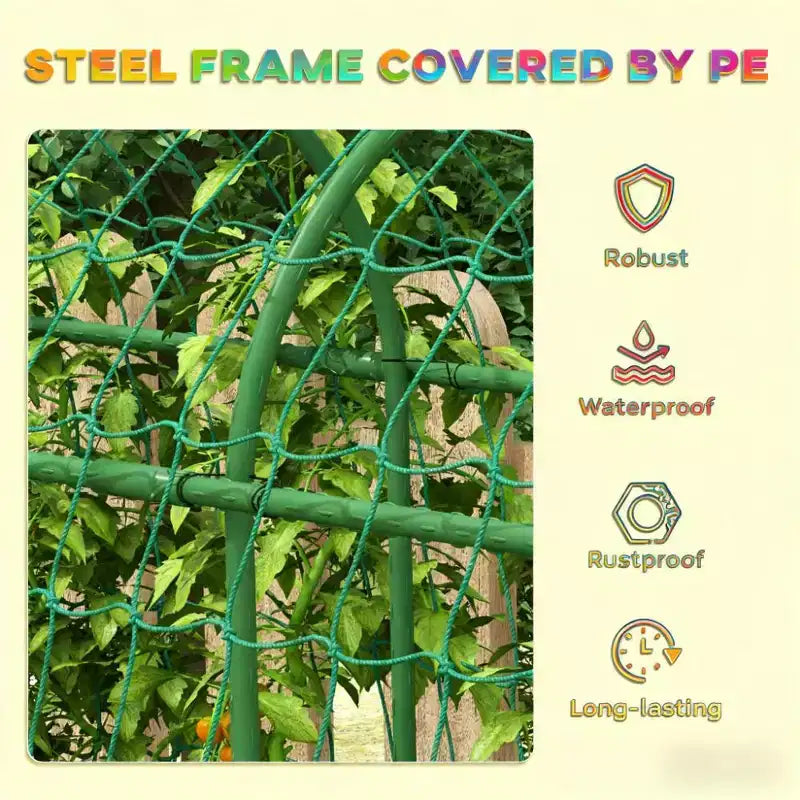 A-Frame Metal Arch Trellis for Outdoor Climbing Plants with Climbing Net