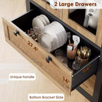 Farmhouse Kitchen Pantry Cabinet with Glass Doors, 72in Storage Cupboard with Drawers and Adjustable Shelves for Dining Room Bathroom Living Room