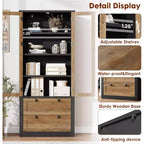 Farmhouse Kitchen Pantry Cabinet with Glass Doors, 72in Storage Cupboard with Drawers and Adjustable Shelves for Dining Room Bathroom Living Room