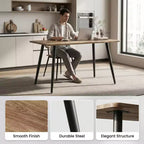 FurnitureR Modern Rectangular Dining Table with MDF Wood Top and Metal Legs, Kitchen Dining Room Table for Home Apartment Dining Space