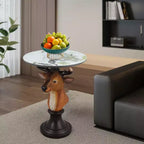 Zeus & Ruta Deer Head Accent Table, Animal Statue End Table for Living Room Decoration