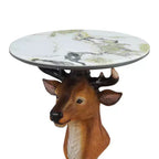 Zeus & Ruta Deer Head Accent Table, Animal Statue End Table for Living Room Decoration