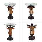 Zeus & Ruta Deer Head Accent Table, Animal Statue End Table for Living Room Decoration