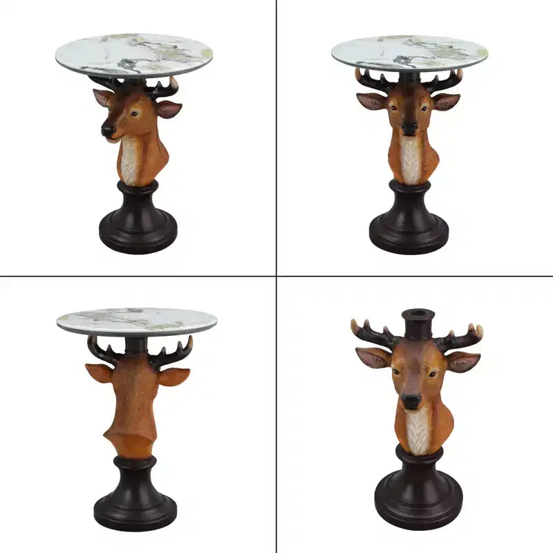Zeus & Ruta Deer Head Accent Table, Animal Statue End Table for Living Room Decoration
