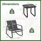 Gymax 3PCS Outdoor Rocking Bistro Set w/Tempered Glass Table Soft Cushions for Garden