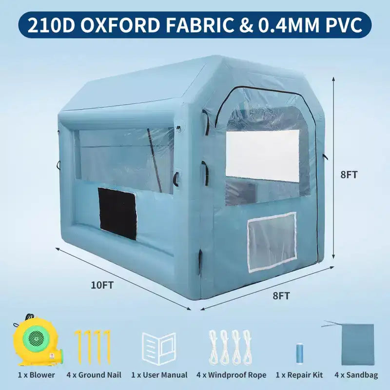 Inflatable Paint Booth - Portable Spray Tent with 3-Layer HEPA Filtration, 480W Blower, 210D Oxford Fabric for Car & Furniture