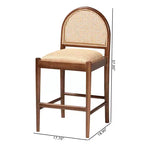 GDFStudio Geoffrey Bohemian Style Acacia Wood and Rattan Bar Stool