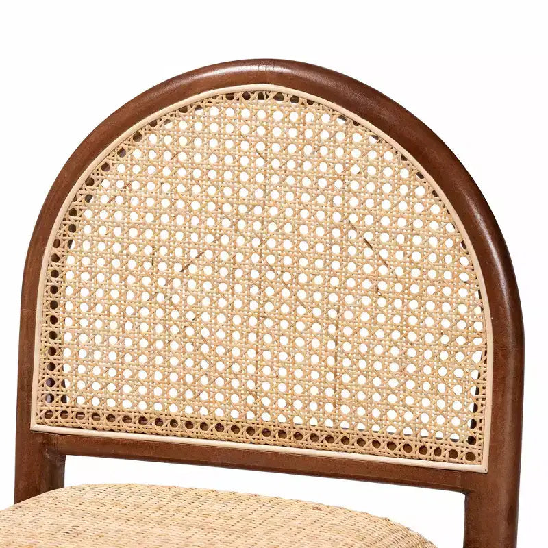 GDFStudio Geoffrey Bohemian Style Acacia Wood and Rattan Bar Stool
