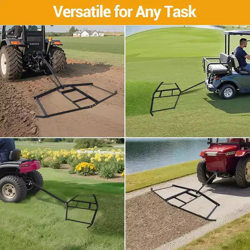 Heavy-Duty Steel Driveway Drag Harrow, 66 Width, Adjustable Bars & Pin Hitch, Supports Up to 50 lbs, for ATV/UTV/Lawn Tractor