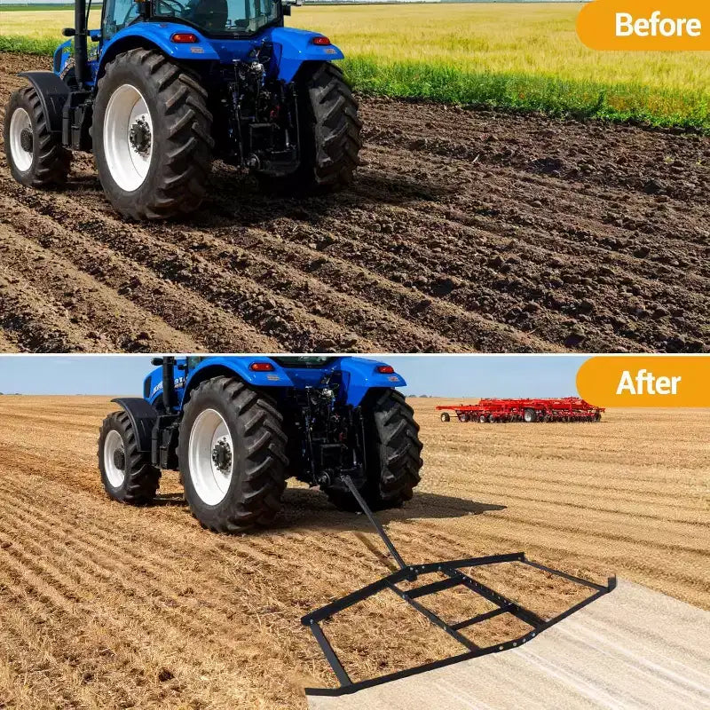 Heavy-Duty Steel Driveway Drag Harrow, 66 Width, Adjustable Bars & Pin Hitch, Supports Up to 50 lbs, for ATV/UTV/Lawn Tractor