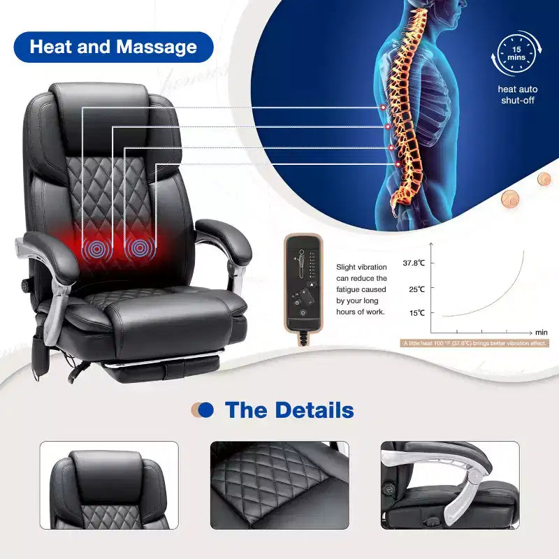 EROMMY Ergonomic Heated Massage Executive Chair