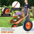 5 Cu. Ft. Wheelbarrow Cart with 265 lbs Capacity, One Wheel Design, 16 Wide Track Wheels for Lawn and Farm
