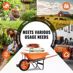 5 Cu. Ft. Wheelbarrow Cart with 265 lbs Capacity, One Wheel Design, 16 Wide Track Wheels for Lawn and Farm