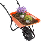 Electric Wheelbarrow Cart, 500W Powered, 4 Cu. Ft. Load Capacity, 330 lbs Capacity, with Metal Handle and 16 Track Wheels for Lawn and Farm