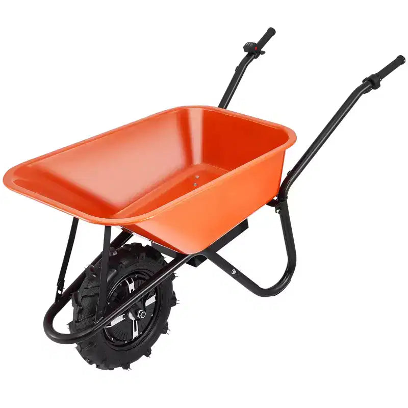 Electric Wheelbarrow Cart, 500W Powered, 4 Cu. Ft. Load Capacity, 330 lbs Capacity, with Metal Handle and 16 Track Wheels for Lawn and Farm