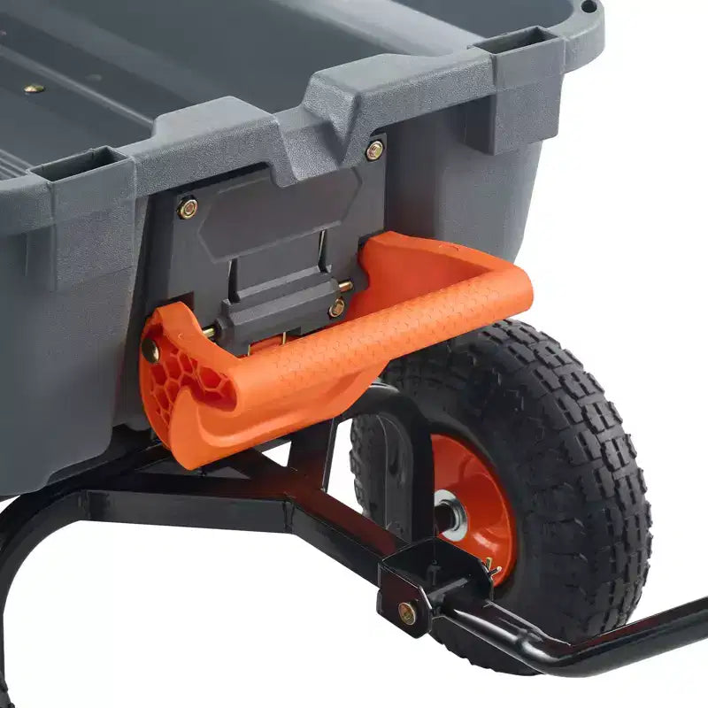 Poly Garden Dump Cart with Easy Assemble Steel Frame, 2-in-1 Convertible Handle, 800 lbs Capacity, 10 inch Tires