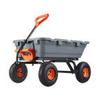 Poly Garden Dump Cart with Easy Assemble Steel Frame, 2-in-1 Convertible Handle, 800 lbs Capacity, 10 inch Tires