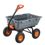 Poly Garden Dump Cart with Easy Assemble Steel Frame, 2-in-1 Convertible Handle, 6.48 cu. ft. Load Capacity, 1200 lbs Capacity, 13 inch Tires