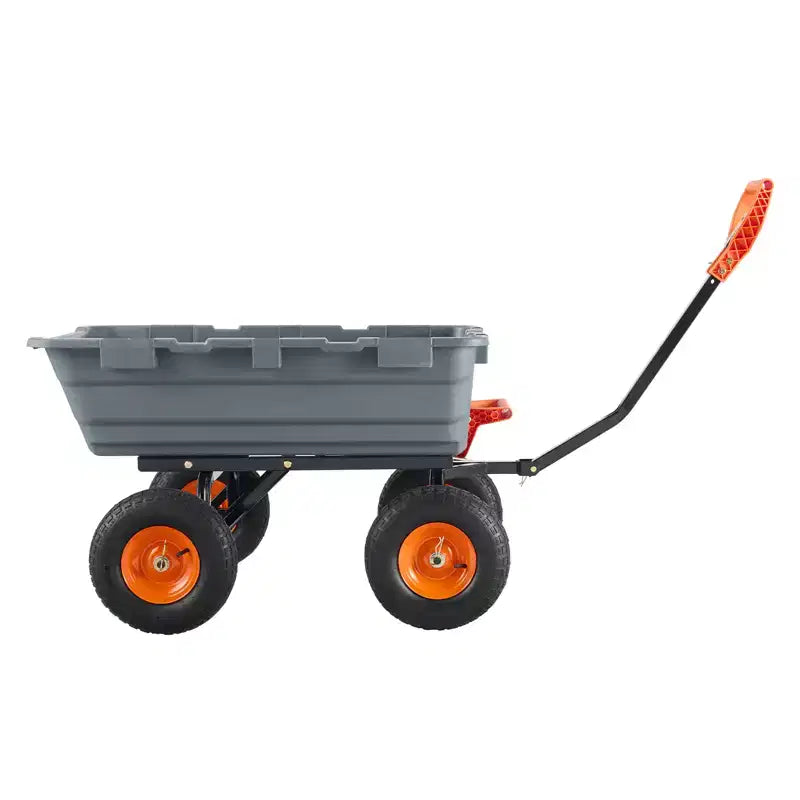 Poly Garden Dump Cart with Easy Assemble Steel Frame, 2-in-1 Convertible Handle, 6.48 cu. ft. Load Capacity, 1200 lbs Capacity, 13 inch Tires