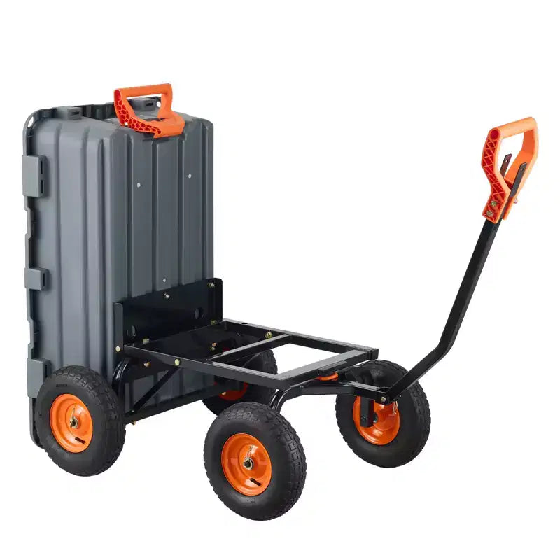 Poly Garden Dump Cart with Easy Assemble Steel Frame, 2-in-1 Convertible Handle, 6.48 cu. ft. Load Capacity, 1200 lbs Capacity, 13 inch Tires