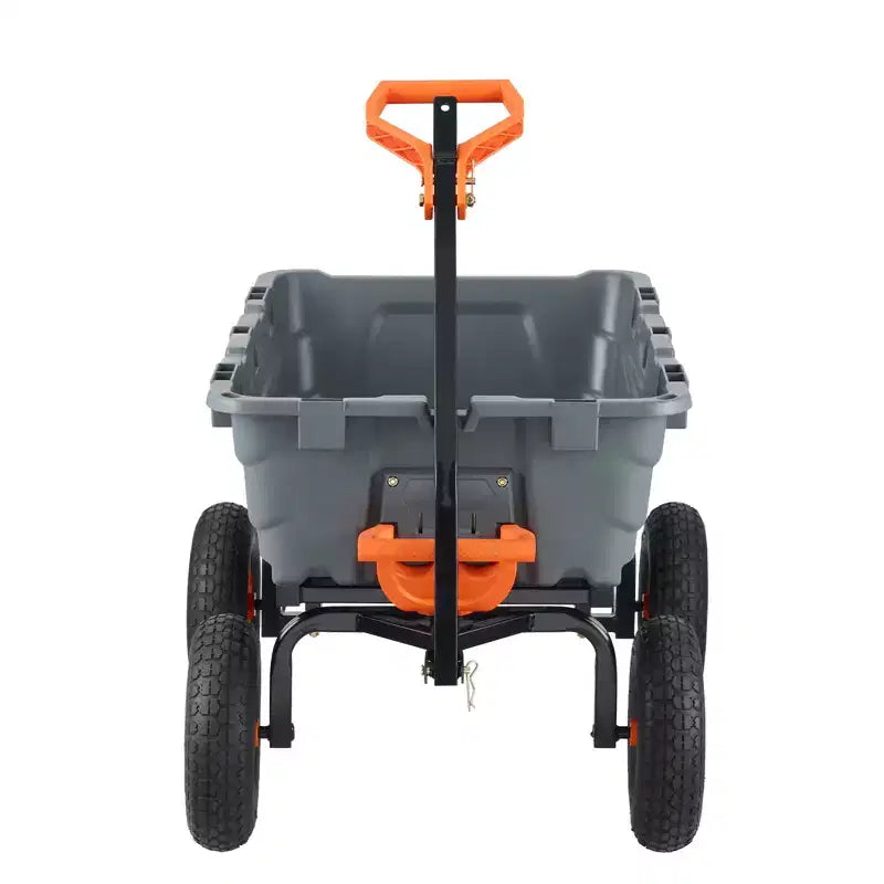 Poly Garden Dump Cart with Easy Assemble Steel Frame, 2-in-1 Convertible Handle, 6.48 cu. ft. Load Capacity, 1200 lbs Capacity, 13 inch Tires
