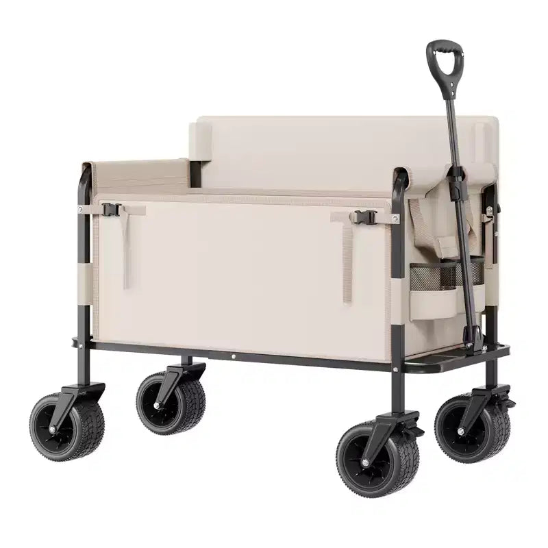 Foldable Wagon Cart that Converts to Bench, 550 lbs Load Capacity, 220 Liter Capacity for Camping