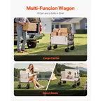 Foldable Wagon Cart that Converts to Bench, 550 lbs Load Capacity, 220 Liter Capacity for Camping