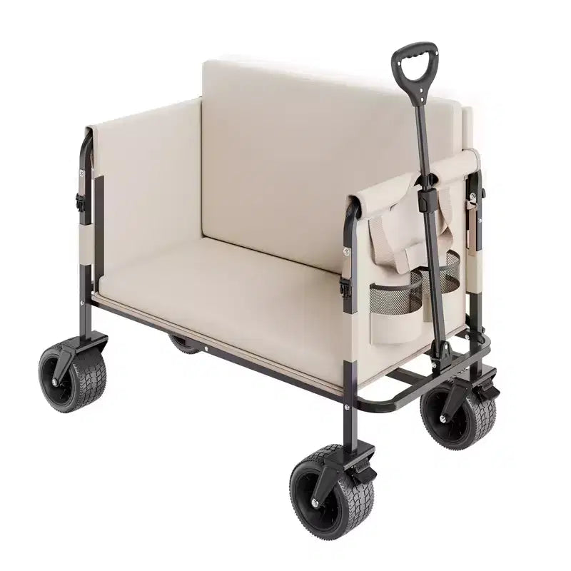 Foldable Wagon Cart that Converts to Bench, 550 lbs Load Capacity, 220 Liter Capacity for Camping