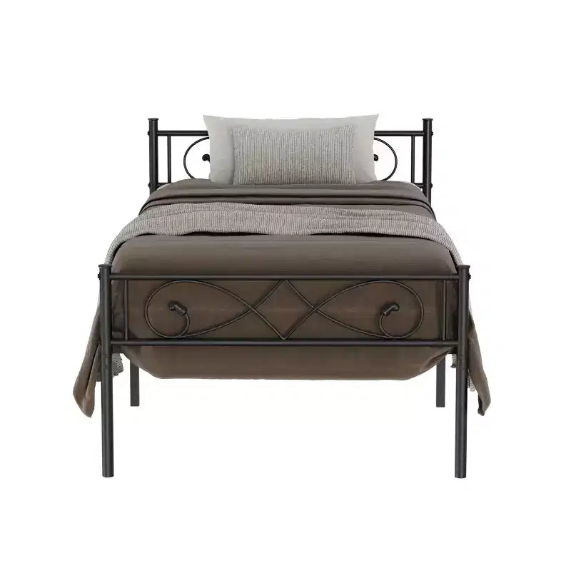 Twin Size Metal Platform Bed Frame with Fist Design Headboard & Footboard, Under Bed Storage, Noise-Free, Easy Assembly, No Box Spring Needed, Black
