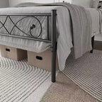 Twin Size Metal Platform Bed Frame with Fist Design Headboard & Footboard, Under Bed Storage, Noise-Free, Easy Assembly, No Box Spring Needed, Black
