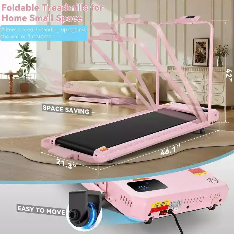 KRISRATE 6-in-1 3.5HP Walking Pad Treadmill with Vibration Plate and 12%/15% Incline, Under Desk Folding Treadmill for Home, Office