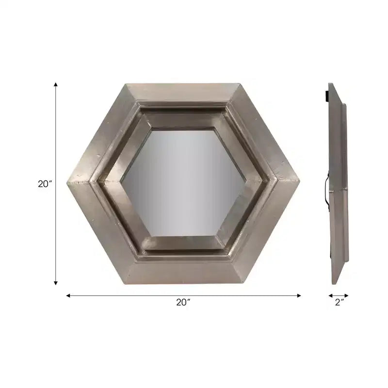 Modern Metal Hexagon Wall Mirror for Bedroom and Living Room Decor - Accent Mirrors for Wall, Hallway, Entryway or Bathroom - 20, Silver & Metallic