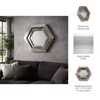 Modern Metal Hexagon Wall Mirror for Bedroom and Living Room Decor - Accent Mirrors for Wall, Hallway, Entryway or Bathroom - 20, Silver & Metallic