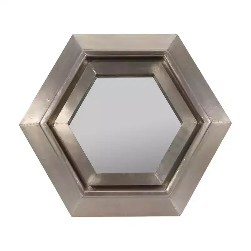 Modern Metal Hexagon Wall Mirror for Bedroom and Living Room Decor - Accent Mirrors for Wall, Hallway, Entryway or Bathroom - 20, Silver & Metallic