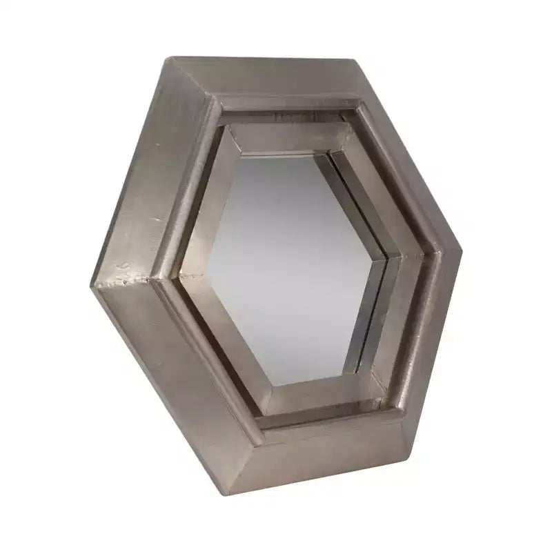 Modern Metal Hexagon Wall Mirror for Bedroom and Living Room Decor - Accent Mirrors for Wall, Hallway, Entryway or Bathroom - 20, Silver & Metallic