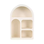 Arched Wall Mounted Storage Organizer with Multi-Tier Hanging Shelves - Glam Wood Design with Curved Silhouette for Small Spaces - 24, White